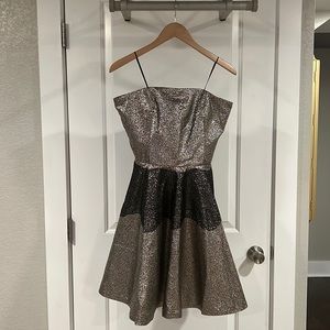 NEW Anthropologie Metallic & Lace Strapless Holiday Dress Size 14
